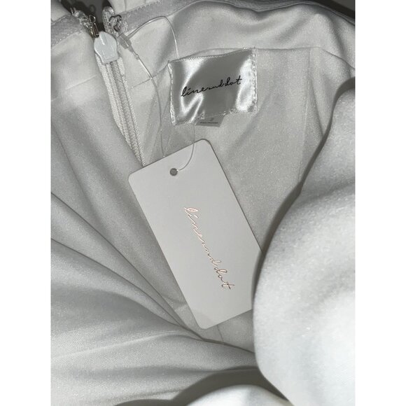 Line & Dot Samara Dress in Off White Small New Womens Ruffle Midi Cocktail Bride - Picture 7 of 16